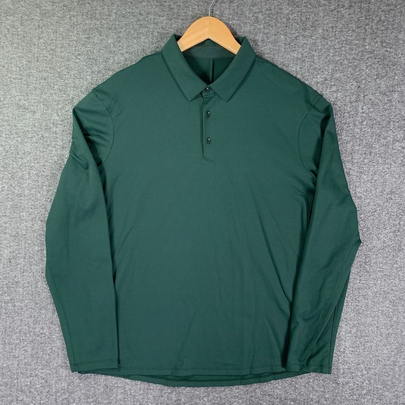 lululemon athletica Other - Lululemon Polo Shirt Men Extra Large Green Long Sleeve Performance Stretch